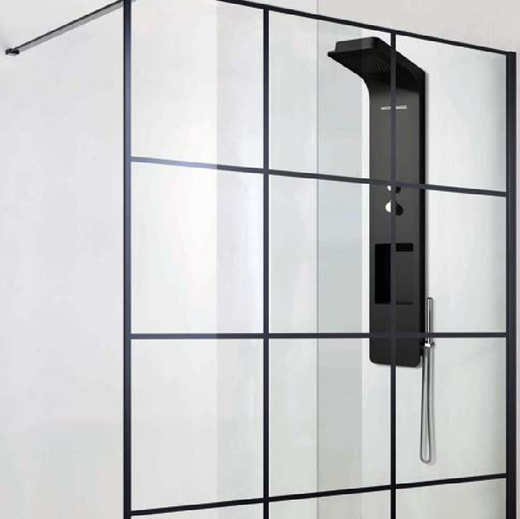 Paroi de douche fixe single 200 cm, en verre 8 mm, montage réversible, CLUB - vue principale - My Douche Design