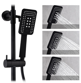 Colonne de douche noire carrée 195x260 mm barre réglable mitigeur thermostatique Z800N - vue douchette - My Douche Design